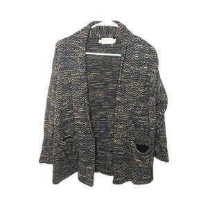 Button Down San Francisco Open Front Cardigan Heavy Knit Patterned Women S